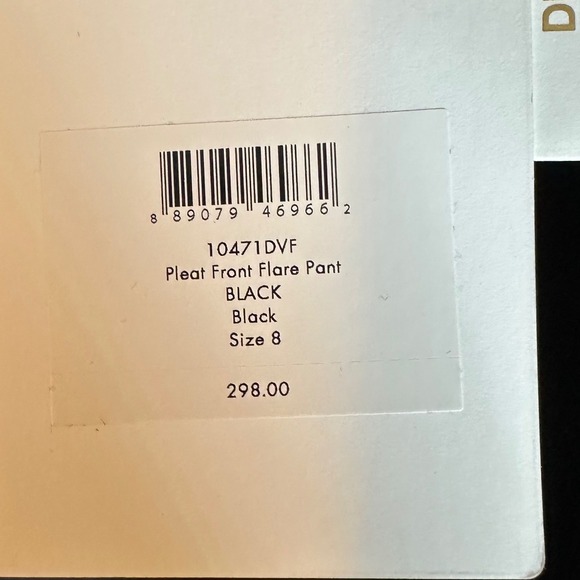 Diane von Furstenberg Black Linen Blend Pleat Front Flare Pants Size 8 DVF NWT - Picture 5 of 7